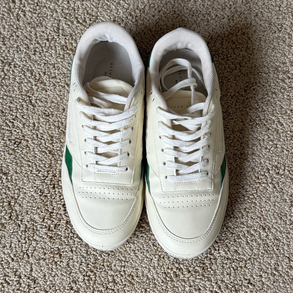 Oliver Cabell Vegan 481 Cream and Green Sneakers